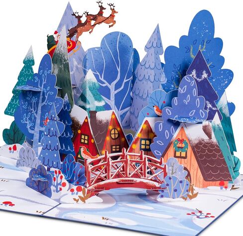 Paper Love 3D Magical Town Christmas Pop Up Card, Gift For Winter, Christmas or Holidays, 5" x 7" Cover - Includes Envelope and Removable Note Tag in Saudi Arabia