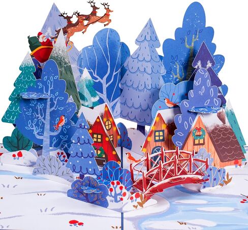 Paper Love 3D Magical Town Christmas Pop Up Card, Gift For Winter, Christmas or Holidays, 5" x 7" Cover - Includes Envelope and Removable Note Tag in Saudi Arabia