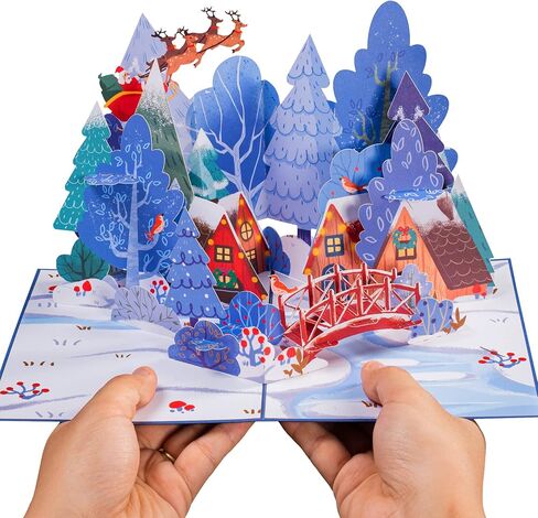 Paper Love 3D Magical Town Christmas Pop Up Card, Gift For Winter, Christmas or Holidays, 5" x 7" Cover - Includes Envelope and Removable Note Tag in Saudi Arabia