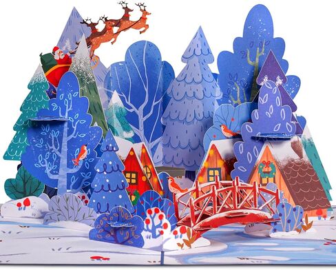 Paper Love 3D Magical Town Christmas Pop Up Card, Gift For Winter, Christmas or Holidays, 5" x 7" Cover - Includes Envelope and Removable Note Tag in Saudi Arabia
