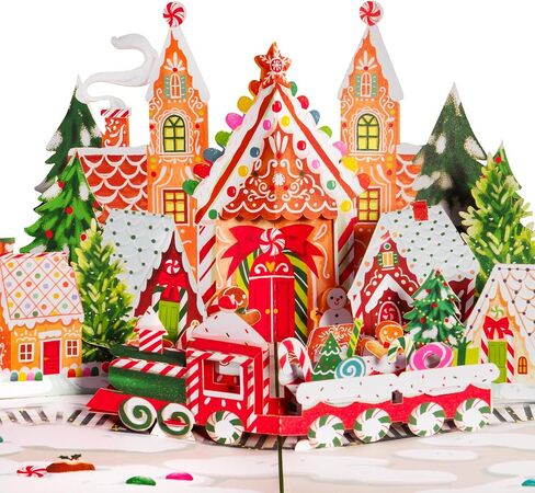 Paper Love 3D Magical Town Christmas Pop Up Card, Gift For Winter, Christmas or Holidays, 5" x 7" Cover - Includes Envelope and Removable Note Tag in Saudi Arabia