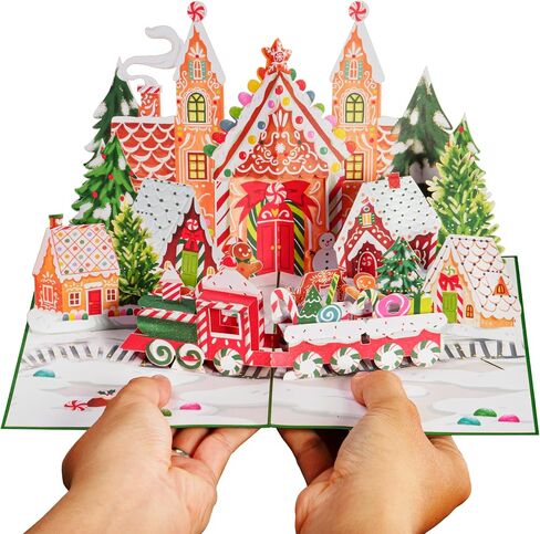 Paper Love 3D Magical Town Christmas Pop Up Card, Gift For Winter, Christmas or Holidays, 5" x 7" Cover - Includes Envelope and Removable Note Tag in Saudi Arabia