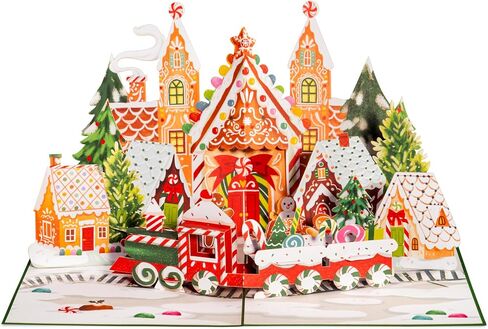 Paper Love 3D Magical Town Christmas Pop Up Card, Gift For Winter, Christmas or Holidays, 5" x 7" Cover - Includes Envelope and Removable Note Tag in Saudi Arabia