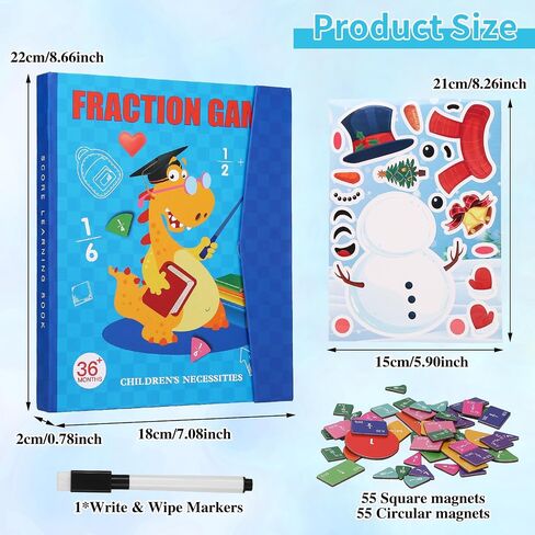 Magnetic Fraction Educational Puzzle - 110pcs Math Fraction Manipulatives for Elementary,Montessori Magnetic Book Fraction Puzzle for Children,Magnetic Fraction Circles Set Christmas Toys in Saudi Arabia