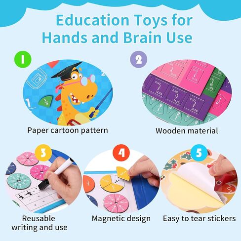 Magnetic Fraction Educational Puzzle - 110pcs Math Fraction Manipulatives for Elementary,Montessori Magnetic Book Fraction Puzzle for Children,Magnetic Fraction Circles Set Christmas Toys in Saudi Arabia
