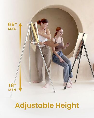 Easel for Painting, 65'' Portable Easel Stand for Adults, Folding Plein Air Easel for Artist, Display Easel Stand with Adjustable Canvas Holder for Wedding & Party Signs, Walnut in Saudi Arabia