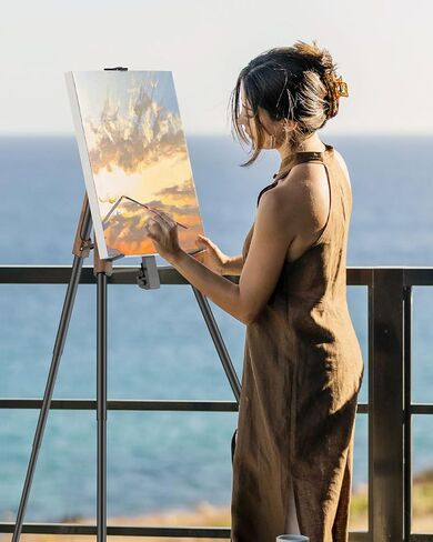Easel for Painting, 65'' Portable Easel Stand for Adults, Folding Plein Air Easel for Artist, Display Easel Stand with Adjustable Canvas Holder for Wedding & Party Signs, Walnut in Saudi Arabia