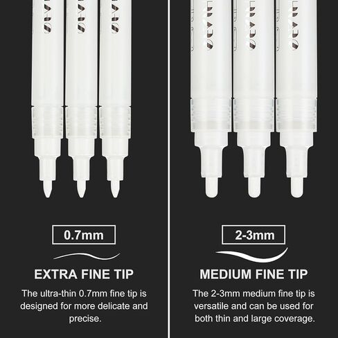 SFAIH Acrylic White Paint Pens - 8 Pack 2-3MM Medium Tip & 0.7MM Extra Fine White Paint Marker for Rock Painting, Wood, Metal, Fabric, Plastic, Canvas, Glass, Ceramic, Diy Crafts in Kuwait