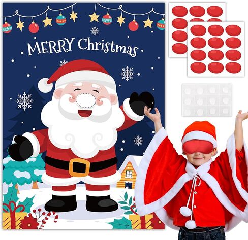 دبوس لعبة عيد الميلاد، 5 قطع من لوازم ألعاب حفلات عيد الميلاد - ملصق دبوس عيد الميلاد، عصابة رأس عيد الميلاد وملصقات عيد الميلاد للأنف الأحمر وما إلى ذلك لعبة دبوس عيد الميلاد لتزيين عيد الميلاد in Kuwait