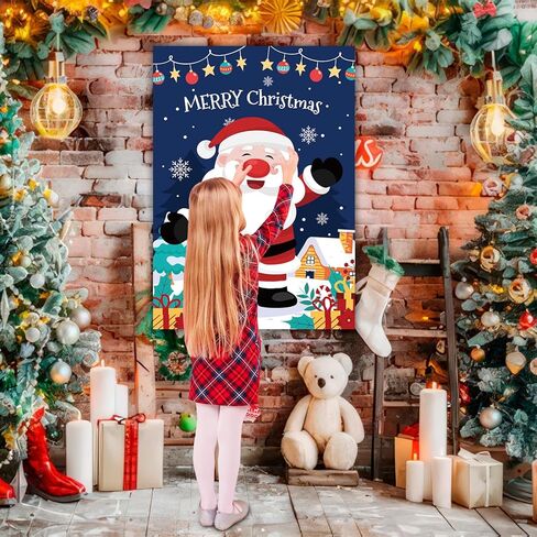 دبوس لعبة عيد الميلاد، 5 قطع من لوازم ألعاب حفلات عيد الميلاد - ملصق دبوس عيد الميلاد، عصابة رأس عيد الميلاد وملصقات عيد الميلاد للأنف الأحمر وما إلى ذلك لعبة دبوس عيد الميلاد لتزيين عيد الميلاد in Kuwait