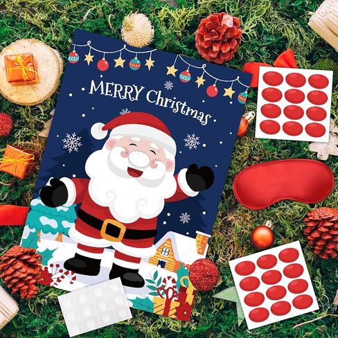 دبوس لعبة عيد الميلاد، 5 قطع من لوازم ألعاب حفلات عيد الميلاد - ملصق دبوس عيد الميلاد، عصابة رأس عيد الميلاد وملصقات عيد الميلاد للأنف الأحمر وما إلى ذلك لعبة دبوس عيد الميلاد لتزيين عيد الميلاد in Kuwait