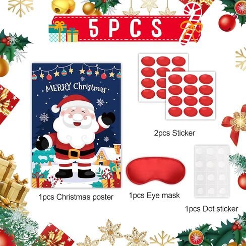دبوس لعبة عيد الميلاد، 5 قطع من لوازم ألعاب حفلات عيد الميلاد - ملصق دبوس عيد الميلاد، عصابة رأس عيد الميلاد وملصقات عيد الميلاد للأنف الأحمر وما إلى ذلك لعبة دبوس عيد الميلاد لتزيين عيد الميلاد in Kuwait