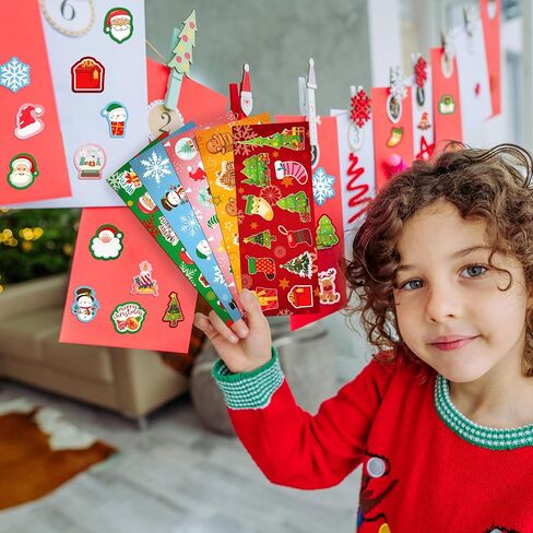 ملصقات عيد الميلاد من LINAYE للأطفال - 80 ورقة من ملصقات عيد الميلاد مجمعة 970 قطعة من الملصقات اللاصقة اللطيفة لحقائب المكافآت، وحقائب الهدايا الجيدة، وملصقات عيد الميلاد للفتيات والأولاد هدايا حفلات عيد الميلاد in Kuwait
