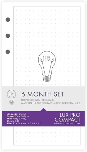 LUX COMPACT: Perforated Lists – LUX Productivity Refill Pack - Planner Page Inserts - Compatible with the LUX COMPACT 6-Ring Binder Organizer in Saudi Arabia