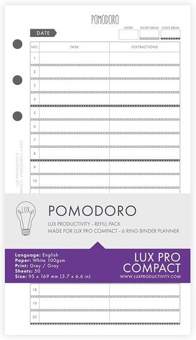 LUX COMPACT: قوائم مثقوبة - حزمة إعادة تعبئة إنتاجية LUX - إدراجات صفحة المخطط - متوافقة مع منظم LUX COMPACT ذو 6 حلقات in Kuwait