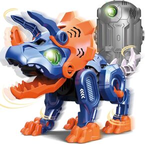 Mechanical Dinosaur Toy, Electric Stegosaurus Assembling Toy with Dino Egg, 3D Puzzles Electronic Walking Dinosaur Led Eyes Swing Head Tail Interactive Toy for Kids 5+ and Adult