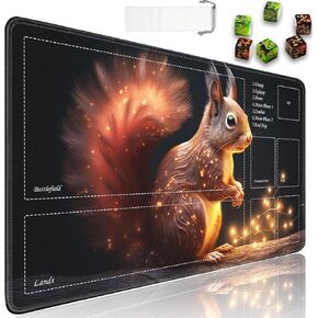 for TCG Playmat, Ultra Pro Playmat with Zones, 24x14 in Non-Slip Rubber for MTG Playmat with Drawstring Travel Pouch and 6 Dice, Anime Girl for MTG Mat, Card Game Playmats