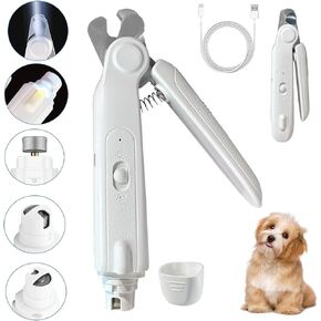 Dog Nail Clippers & Dog Nail Grinder 2 in 1,Rechargeable Cat Nail Clippers with LED Light,Professional Dog Nail Trimmers for Small,Medium,Large Dogs,Low Noise Electric Dog Nail Grinder