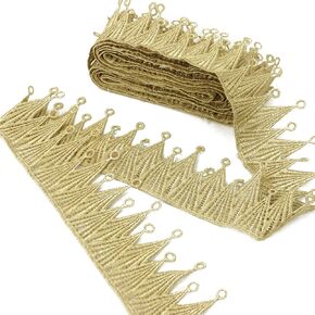 IDONGCAI Gold Lace Metallic Lace Trim Crown Edging Trimming Fabric for Cake Fringe,Wedding Bridal Dress,Costume or Jewelry,Crafts and Sewing (Gold Lace Trim 3#) in Saudi Arabia