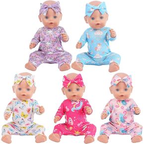 ebuddy 6 Sets Baby Doll Clothes Fancy Outfit Dress Doll Accessories 14-16 Inch Baby Doll Clothes Dresses Outfits Pjs for 43cm New Born Baby Dolls