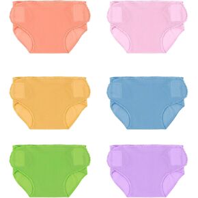 BABESIDE 6 Pcs Reborn Baby Doll Diapers Reusable Washable for 17-24 Inch Dolls, 6 Colors Reborn Baby Doll Underwear Doll Diapers for Realistic Baby Doll Accessories