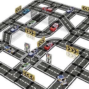 Magnetic Tiles Road Set with Pullback Car, Magnetic Tiles for Kids Ages 3-5 4-8, Magnetic Building Tiles for Toddler Kids Boys Girls, Creative STEM Building Toy & Learning Educational Magnet Toys