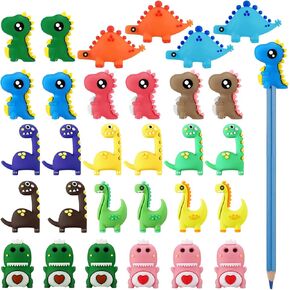 30 Pieces Dinosaur Animal Pencil Toppers Dino Pencil Toppers Dinosaur Pen Toppers Clip on Pencil Classroom Prizes for Office Kids Back to School Student Supplies Party Favors