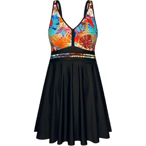 Hanna Nikole Womens Plus Size Two Piece Swimsuits Mesh Front Tankini Bathing Suits Flowy Swim Dress with Shorts