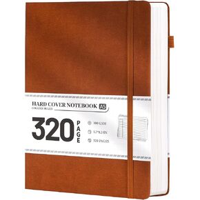 CAGIE 320 Pages Journal for Men Women 100 Gsm Paper Hardcover Journaling Notebooks A5 Leather Notebook Lined Journals for Writing Travel Work Note Taking Diary, 5.7x8.3 In, Coffee
