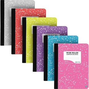 Enday Composition Notebooks Wide Ruled Paper, Colored Marble Composition Notebook Covers, 100 Sheets (200 pages) Composition Books, Marble Notebooks Wide Ruled For School, Blue And Purple, 2 Pack