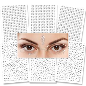 YARIEW 6 Pcs Face Gems for Face Makeup, Self Adhesive Face Rhinestones for Women, Hair Gems, Glitter Rhinestone for Nails, Body, Crafting, Rave Accessories, Festival Essentials, Gem Hair Accessories