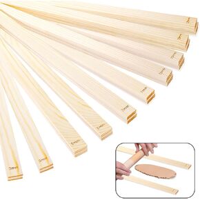 Okllen 20 Pcs Wooden Clay Rolling Pin Guides Sticks, 5 Size Pottery Teaching Rolling Mud Stick Guides, Polymer Clay Mudboard Tools for Pottery Fixing Clay Thickness