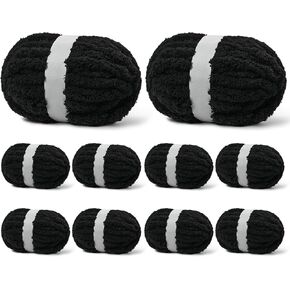 (10 Skein) Smoky Green Fluffy Chenille Chunky Yarn for Crocheting, Super Jumbo Bulky Yarn for Hand Knitting Blanket, Big Soft Thick Crochet Yarn (24 yds /7.05 oz Each)