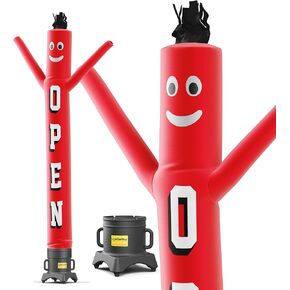 LookOurWay Air Dancers Inflatable Tube Man Set - 10ft Tall Wacky Waving Inflatable Dancing Tube Guy with 12-Inch Diameter Blower for Business Promotion - Open Red