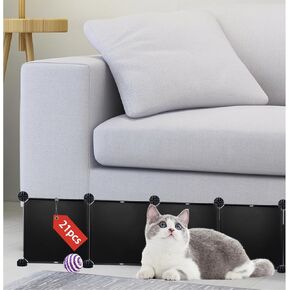 Under Couch Bed Blocker for Pets,14 pcs 11.8" Height 166" Length in Total Under Couch Toy Blocker Keep Dog/Cat Off Couch Double Fixation Durable Detachable Pet Blocker,Black