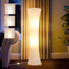 GyroVu 46“ Floor Lamp for Living Room, 3 Color Temperature Led Floor Lamp Column Floor Lamp Standing Lamp Corner Floor Lamp for Bedroom, Office& Living Room-White Fabric Lampshade, Bulbs Include