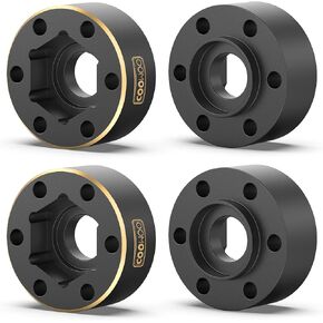 COOWOO RC Wheel Weights, Brass Wheel Hex Hub Adapters 9mm Extended Wheel Counterweight for 1/10 Scale RC Crawler Cars with 1.9"/2.2" Beadlock Wheels - Set of 4 (Black Coated)