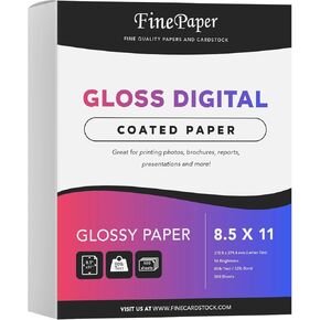 8.5x11 Gloss Digital Paper, Perfect for Color Laser Printing, Design Proposals, Flyers, Brochure, 8.5 x 11" Letter Size, 80lb Text (32lb Bond) 96 Bright, Acid Free, Glossy Coated Finish | 500 Sheets
