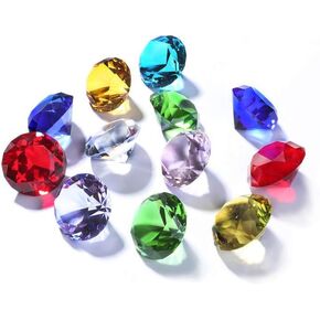 40mm Diamond Shaped Multicolor Glass Crystal Paperweight – 12 Pieces Home Office Decor & Wedding Favors Decoration with Gift Box