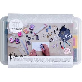 THE CLAYFUL CO. Polymer Clay Earring Making Kit for Adults - 40 Pairs of Earrings Professional Jewelry Making Kit - Premium Oven Bake Modeling Clay, Clay Cutters & Tools, Hypoallergenic, Downloads