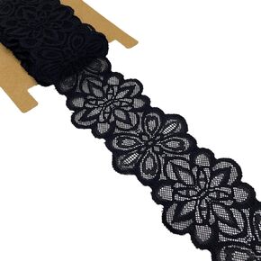 Olive Lace White Stretchy Lace 3 Inches Wide Lace Trim Ribbon for Bridal Wedding Decorations, Sewing DIY Making and DIY Crafts- 5 Yards (9008 White)