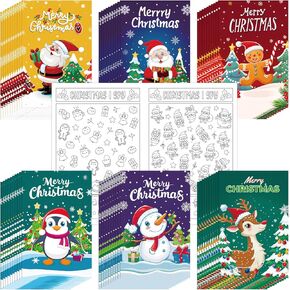 Youdaju 60 Pcs Christmas Activity Books Christmas Coloring Books Fun Christmas Coloring Pages Mini Coloring Book Bulk DIY Art Drawing Book Set for All Ages Kids Party Favors Holiday Party Supply