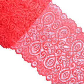 5 Yards Width 7 Inch Stretch Lace Trim Fabric Elastic Lace Flowers Ribbon for Garment Craft Embellishment Wedding Bouquet Making Headbands Garters Baby Shower Table Decorations (White)