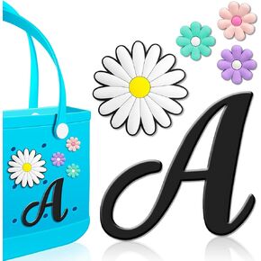 Hikkcos 5 Pcs Letter Charms for Bogg Bag Accessories Bogg Bag Insert Clips Charm Decorative Alphabet Charm for Handbag Beach Tote Bag Simple Modern Beach Bag Rubber Tote Bag