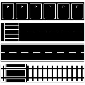 Whaline 69Ft Road Track Bulletin Board Borders Back White Car Track Self-Adhesive Border Trim for School Classroom Office Party Decoration