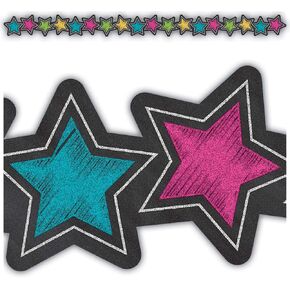Teacher Created Resources (3569) Chalkboard Brights Stars Die-Cut Border Trim