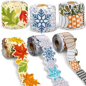 Barydat 206.7 Feet 3 Roll Winter Bulletin Board Border Snowflake Border Trim Pumpkin Fall Maple Borders Farmhouse Winter Christmas Thanksgiving for School Classroom Office Chalkboard Decor