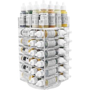 Evemodel 6-Tier Spinning Paint Organizer Rack for 48 Bottles, Rotating Tower Craft Paint Storage Holder Stand SN02