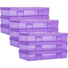 9 Pack Medium Colored Plastic Hobby Art Craft Organizer, Mini Plastic Storage Containers with Latching Lid, for Pencil Box, Lego, Crayon (Cool Colour)
