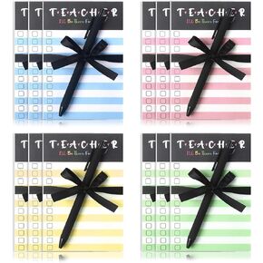 Zhanmai 12 Sets Teacher Notepad Set with Pen Bulk Teacher Appreciation Gift Set Teacher to Do List Memo Notepads Sticky Notes and Pen with Ribbon for Christmas Teacher Gift School Supplies